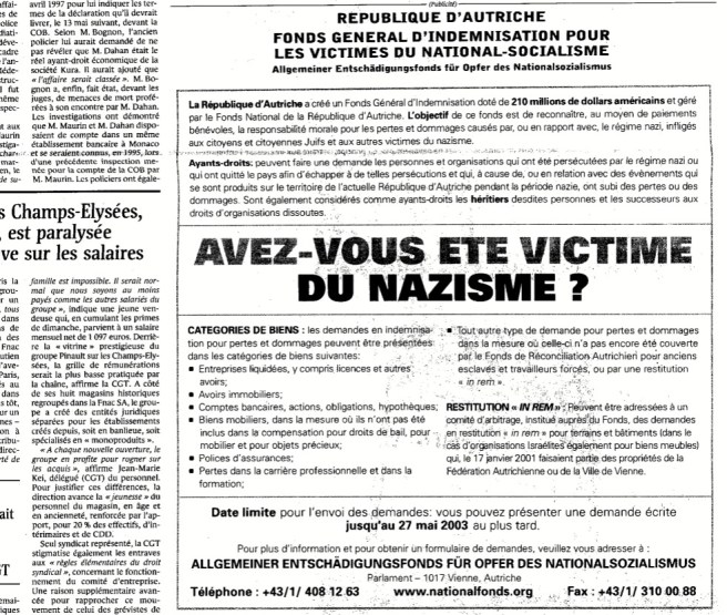 avez-vous été victime du nazisme ? Le Monde 21-02-2002